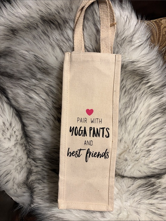 Other - Reusable Novelty canvas Wine Bag - Cream.